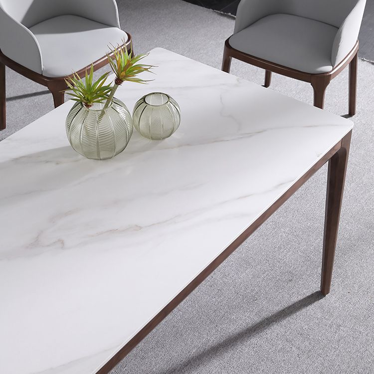 Mesa de comedor rectangular estilo mediados de siglo, colección de comedor de piedra para interior