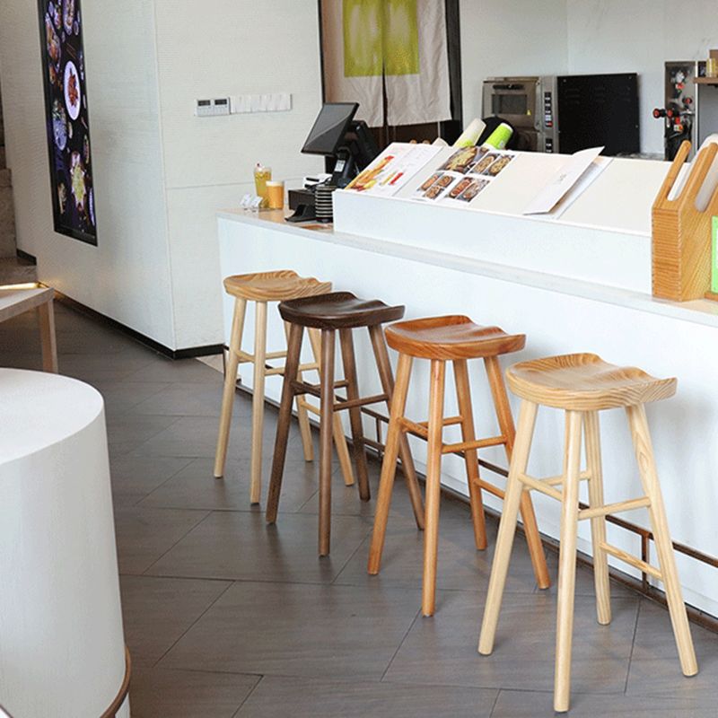 Natural Backless Counter Stool Contemporary Pine Wood Counter Stool