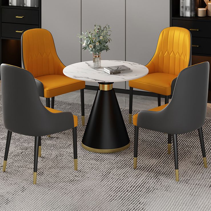 Glam Sintered Stone Dining Table Set Round 1/2/5 Pieces Dining Set
