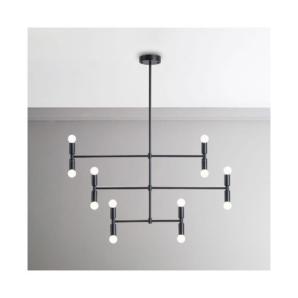 Kale bol kroonluchter lamp midden-eeuws metalen 12 lichten zwart/gouden hanglamp met horizontale staaf