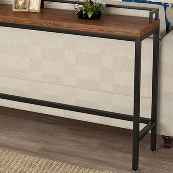 Rectangle Pine Wood Top Bar Table Luxurious Bar Table with Trestle Base in Black