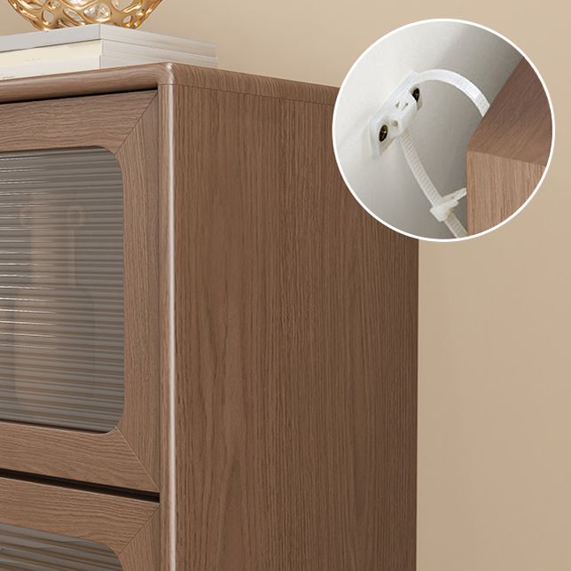 Wood Accent Cabinet, Glass Doors Storage Cabinet - Solid Wood