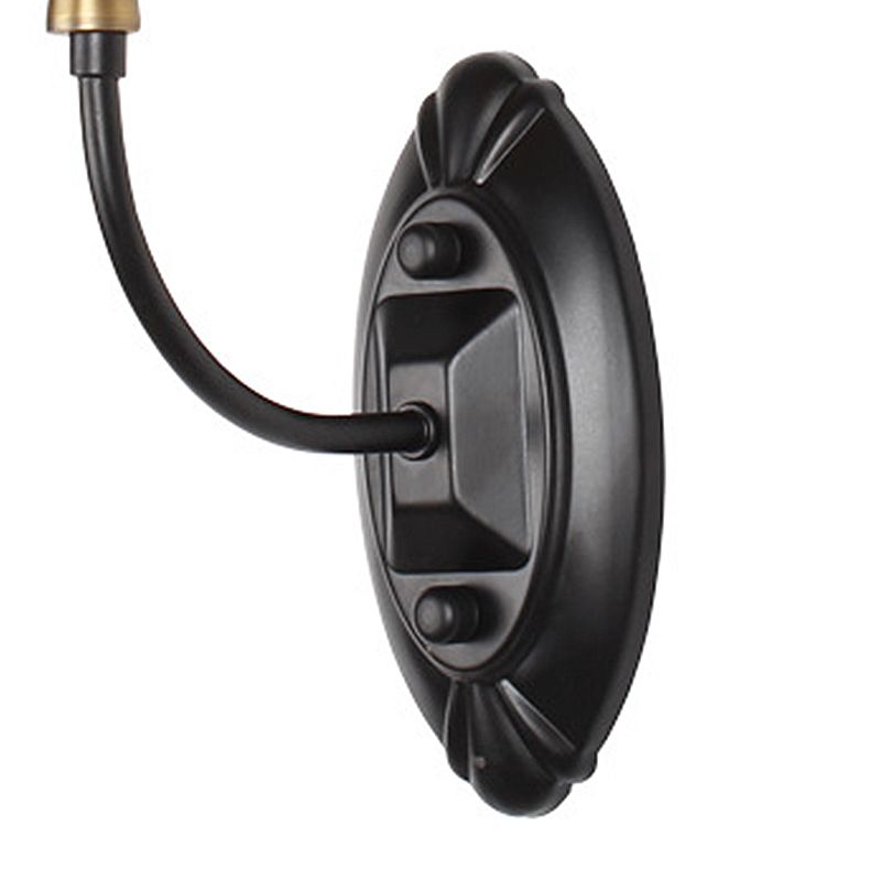 Tapered Living Room Wall Light Sconce Vintage Style Fabric 1/2 Lights Black Wall Mount Lighting with Swooping Arm