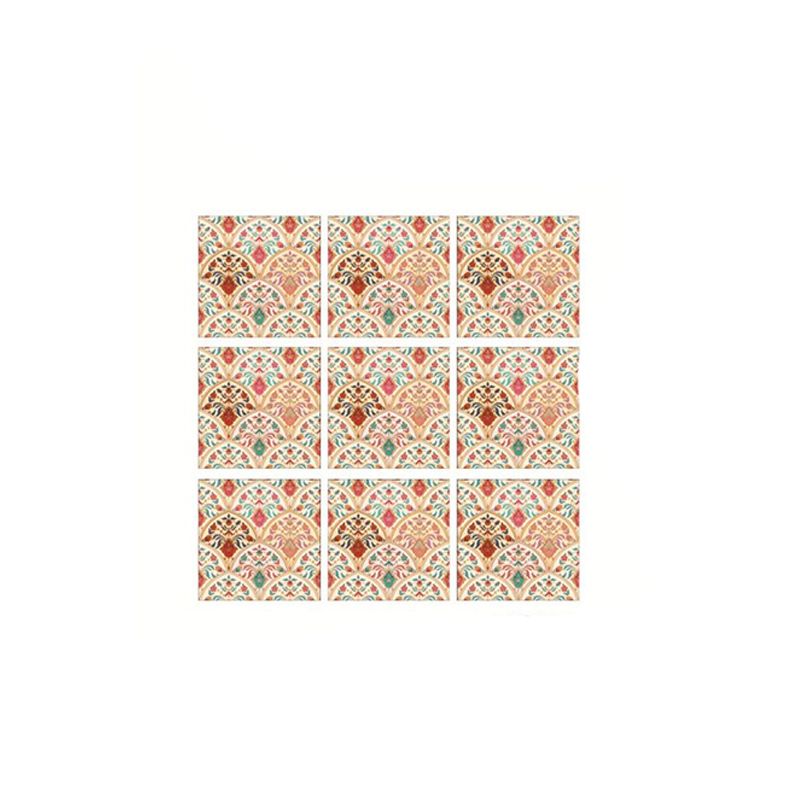 Orange-Blue Semicircle Wallpaper Panel Easy Peel off Bohemian Kitchen Wall Covering