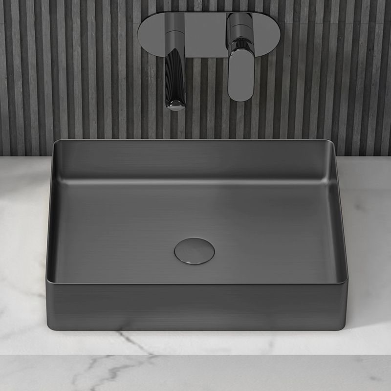 Contemporary Trough Bathroom Sink Solid Color Metal Trough Sink
