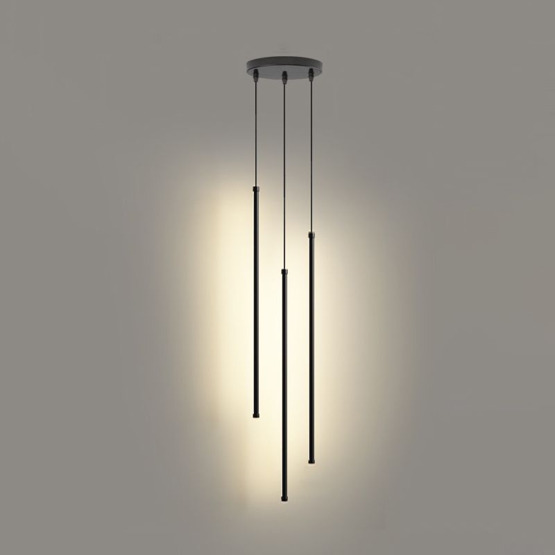 Salon pendentif linéaire lampe en aluminium LED de suspension minimaliste en noir