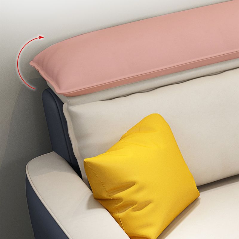 Modern 33.46 " H Faux Leather Square Arm Sofa & Chaise for Living Room