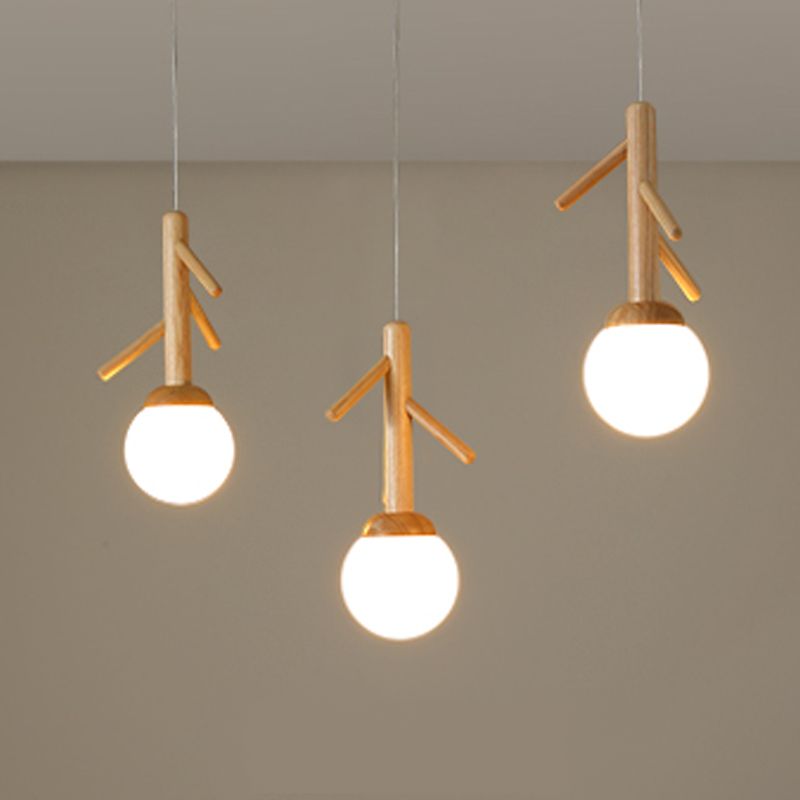 Log Color Globe Pendant Light in Modern Creative Style Glass 3-Light Hanging Lamping