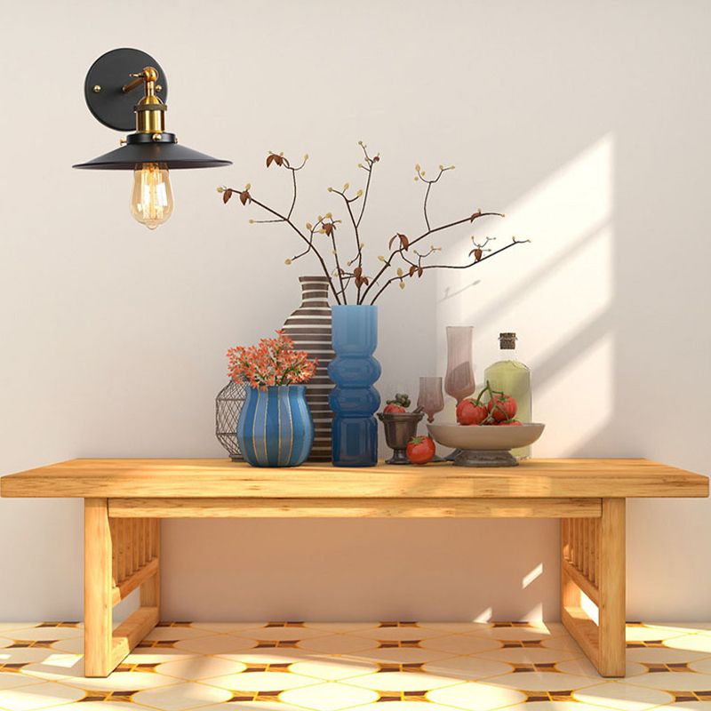 Cone Wall Lighting Industrial Metal 1 Light Rustic Wall Sconces in Black