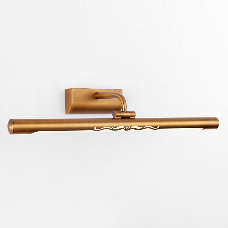 Waterproof Linear LED Wall Light Metal Antique Brass Vanity Neutral Light for Dressing Room