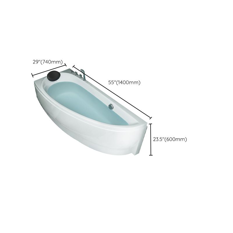 Back to Wall Corner Bathtub Acrylic White Modern Soaking Bath