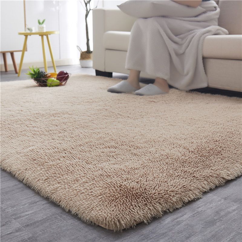 Modern Plain Carpet Minimalist Washable Rug Polyester Shag Rug with Non-Slip Backing