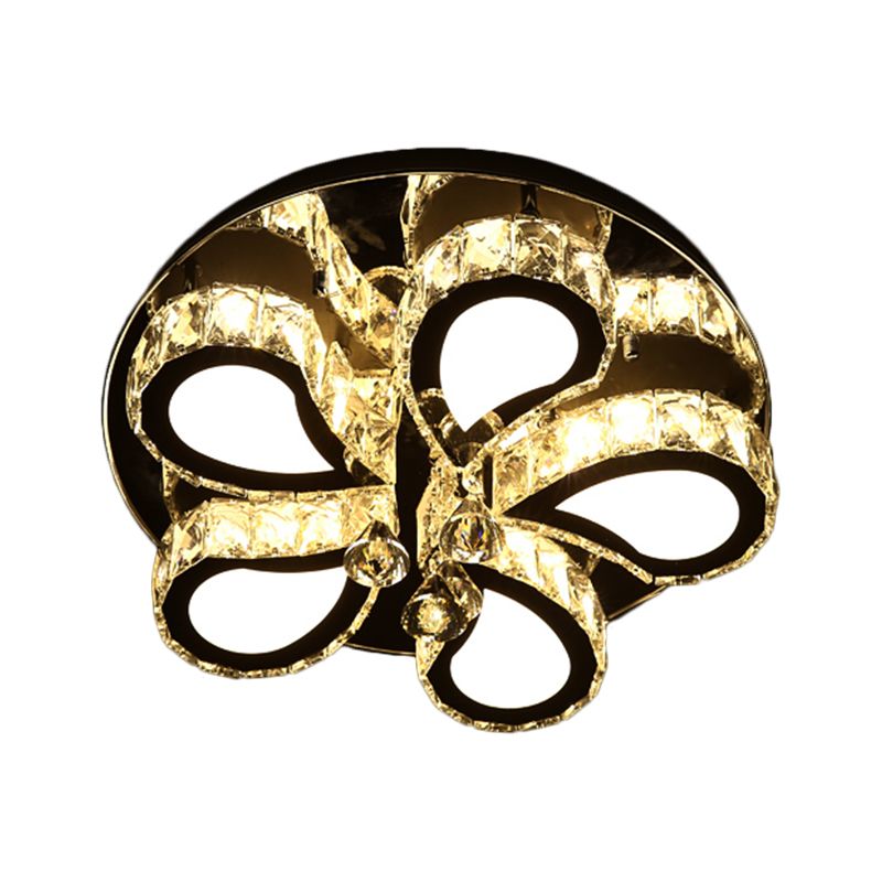 Chrome Teardrop Ceiling Flush Contemporary Clear Crystal 5/7 Bulbs Flush Mount Lighting with Droplets