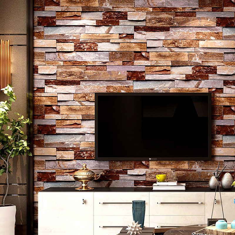 Plaster Wallpaper with Multi-Colored Marble of Horizontal Design, Multi-Colored, 20.5" x 31'