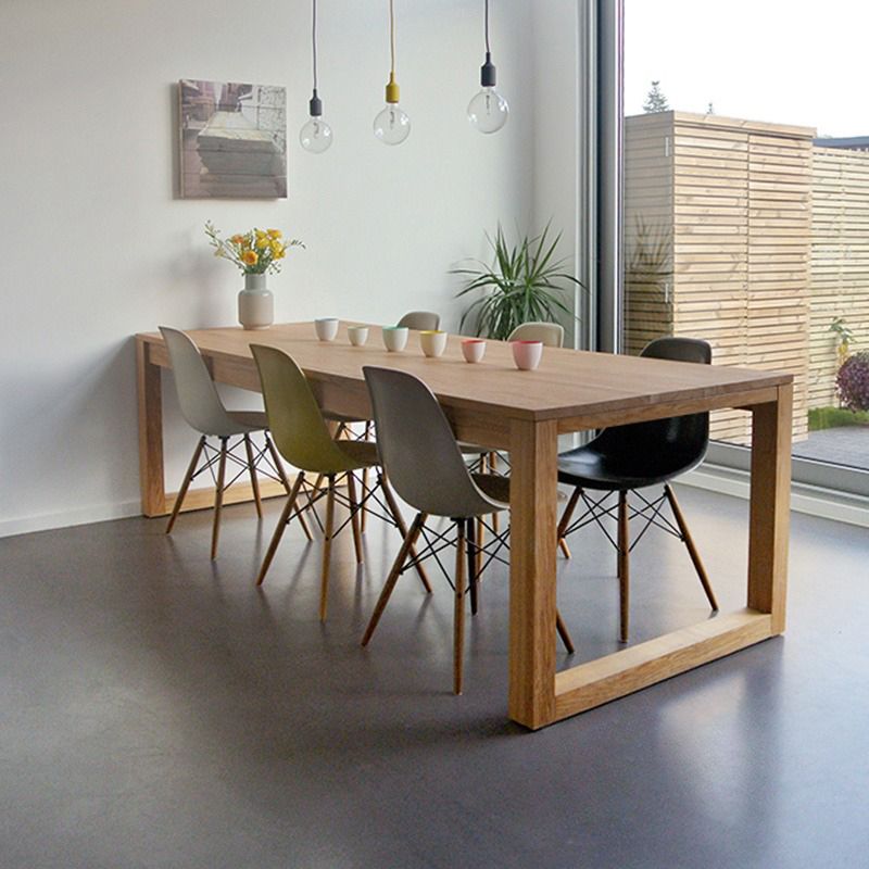 Solid Wood Modern Rectangle Table Pine Wood Top Table with Sled Base