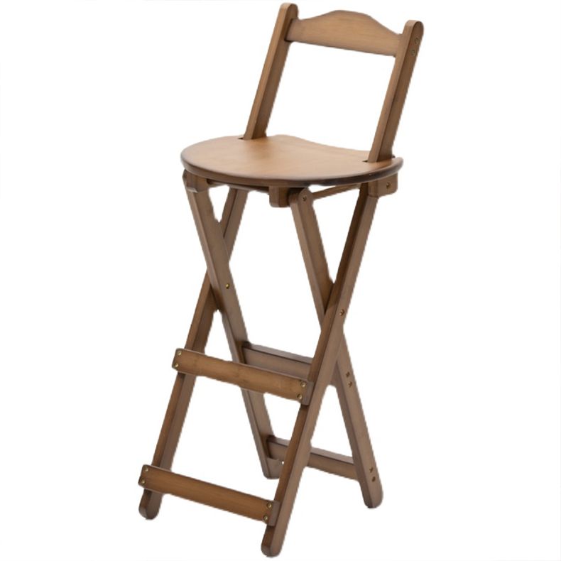 Modern Armless Backrest Counter Stool Wood Bedroom Bar Stool with Wooden Seat and Pedal