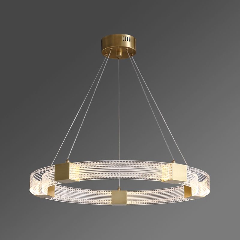 Simple Led Chandelier Light Fixtures Ring Shape Hanging Chandelier with Acrylic Shade