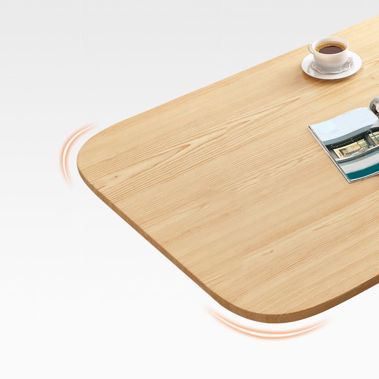 Rectangle Artificial Wood Table for Restaurant Modern Dining Table with Double Pedestal