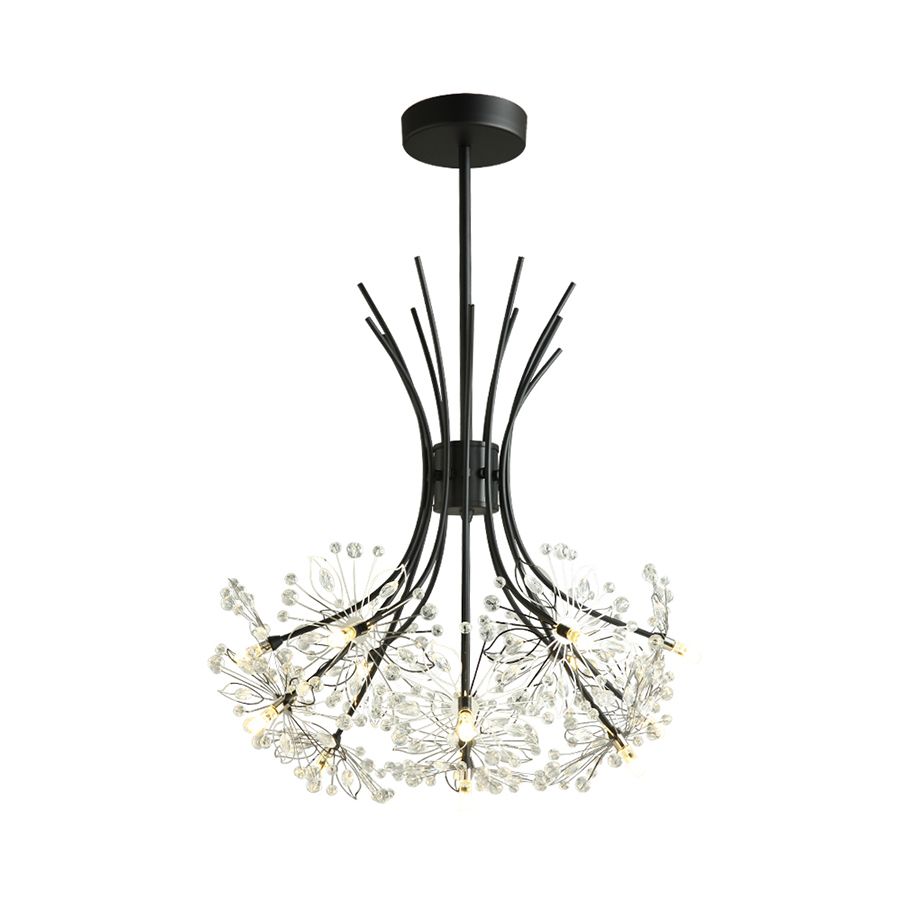 Lampada il lampadario in perline di cristallo trasparente con design bouquet moderno 13/19 luci nere/cromo lampada sospesa
