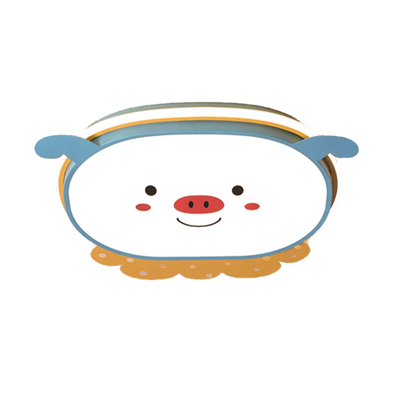 Schwein-Acryl-Deckenleuchte im Cartoon-Stil, integrierte LED-Unterputzlampe in Blau/Rosa, warmes/weißes/3-Farben-Licht