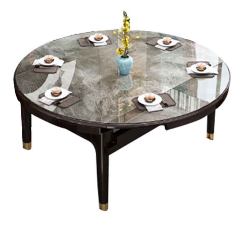 Modern Simple Dining Table Sintered Stone Dinner Table with Wood Legs