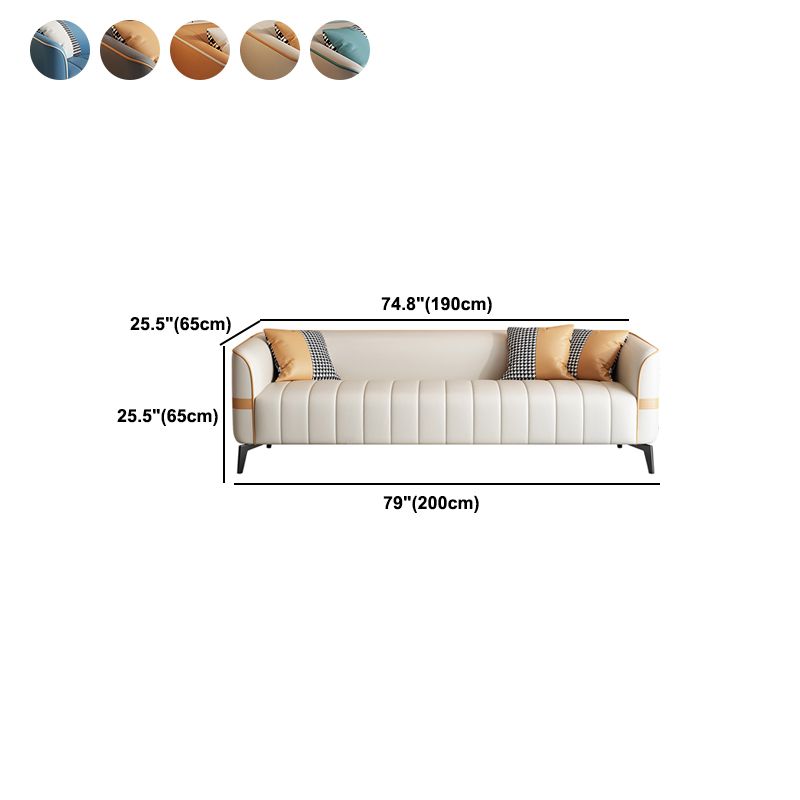 Contemporary 25.6" H Faux Leather Tuxedo Arm Sofa For Living Room