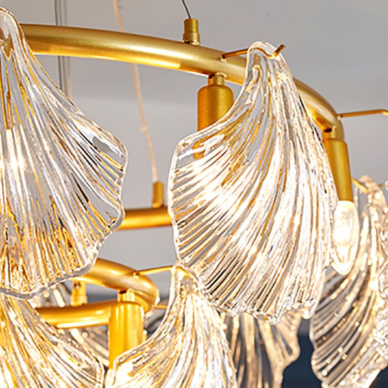 Modern Style Chandelier Lighting Fixtures Glass Metal Shell Shape Chandelier for Bedroom