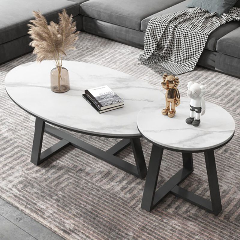 Modern Style Metal Base Material Grey/black/white Oval Coffee Table