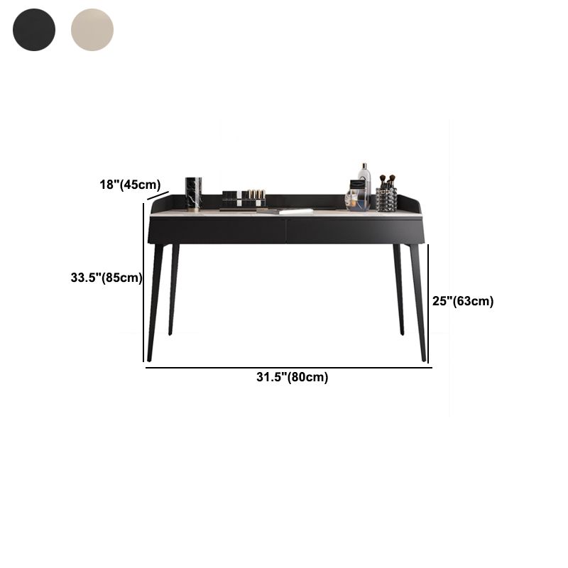 Bedroom Stone Make-up Vanity Desk 31.5"/39.37"/47.24" W, Black/Khaki Finish