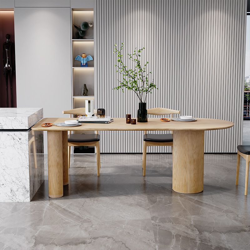Modern Ash Wood Table for Restaurant Oval Table with 3 Wood Legs
