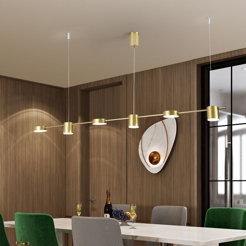 Modernism 3/5/6-Light Ceiling Light LED Kitchen Island Lighting in Golden/Black
