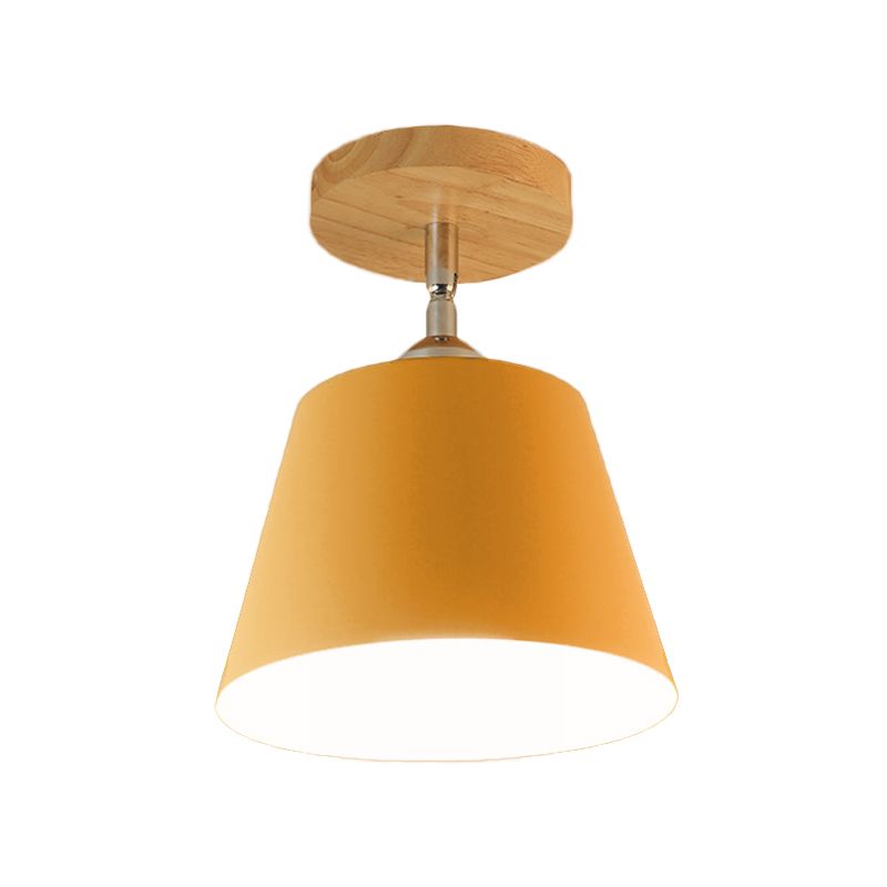 1 Licht Tapered Semi Flush Hanglamp Modernisme Grijs/Roze Metaal en Houten Verstelbare Plafondlamp