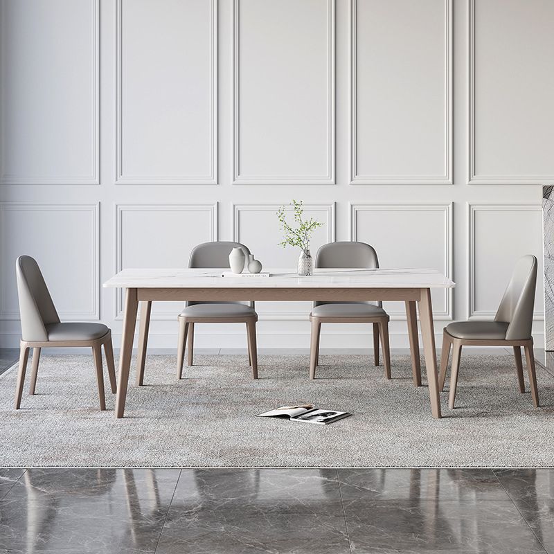 Stone Dining Table Set with Wooden Frame 1/4/5/7 Contemporary Pieces Dining Set