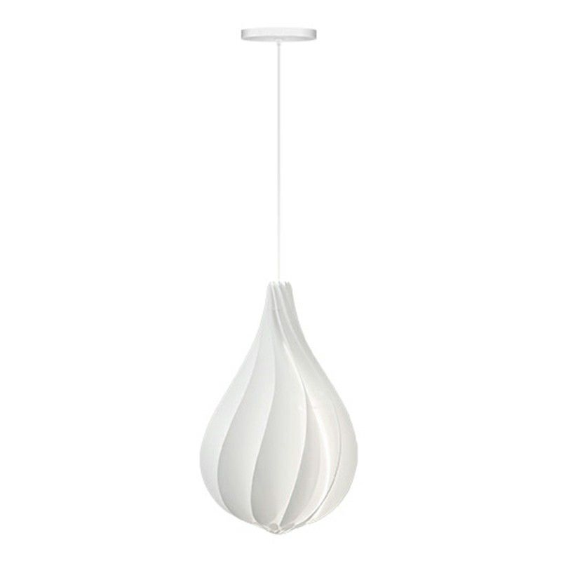 White Drop Shaped Pendulum Light Decorative 1 Bulb Plastic Pendant Lamp for Living Room