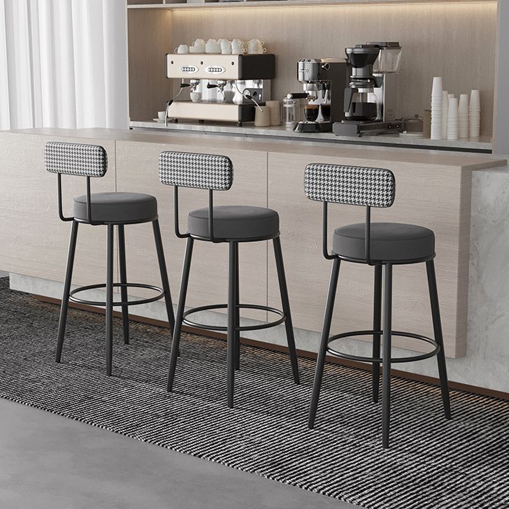 Scandinavian Matte Finish Velvet Counter Stool Footrest Coffee Shop Barstool