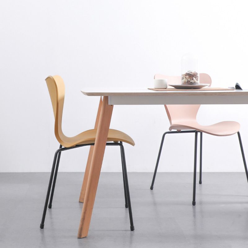 Contemporary Style Metal Chairs Kitchen Dining Solid Back Sides Chair Set