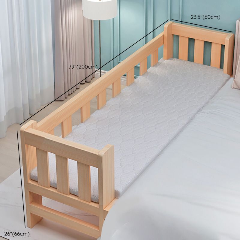 Washed Natural Wood Baby Crib Modern Nursery Crib with Guardrail