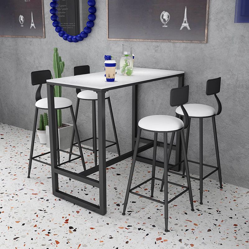 Glam Faux Leather Dining Stools Upholstered Bar Stools with Footrest