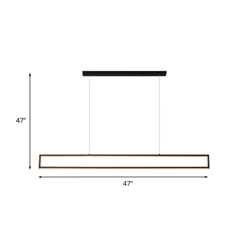 Minimalist Rectangle Frame Island Light Metal Dining Room LED Pendant Lamp in White/Warm Light, 39"/47" Long