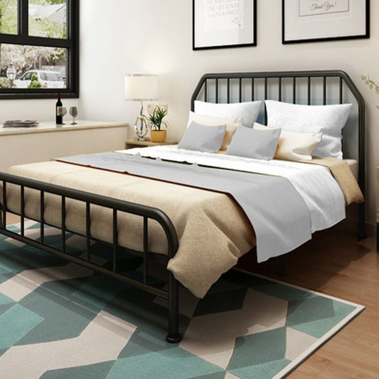 Metal Open-Frame Bed Scooped Solid Color Slat Bed with Custom Gold Leg