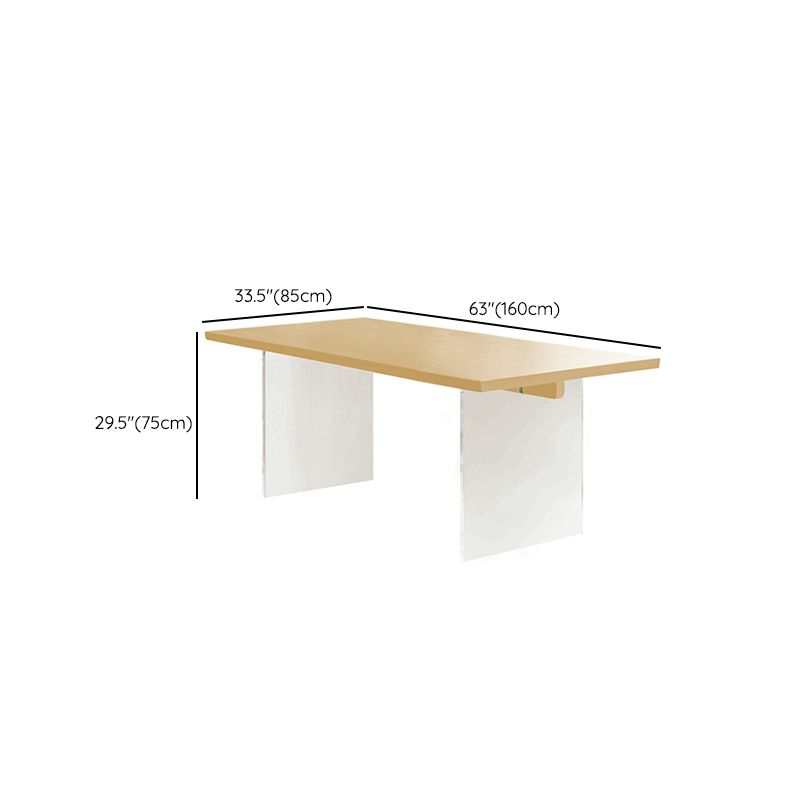 Contemporary Rectangular Oak Brown Solid Wood Dining Table Double Pedestal