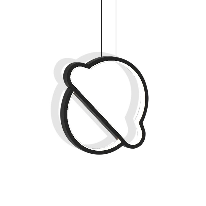 Geometrical Bedroom Pendant Light Fixture Metal LED Nordic Pendant Ceiling Light in Black