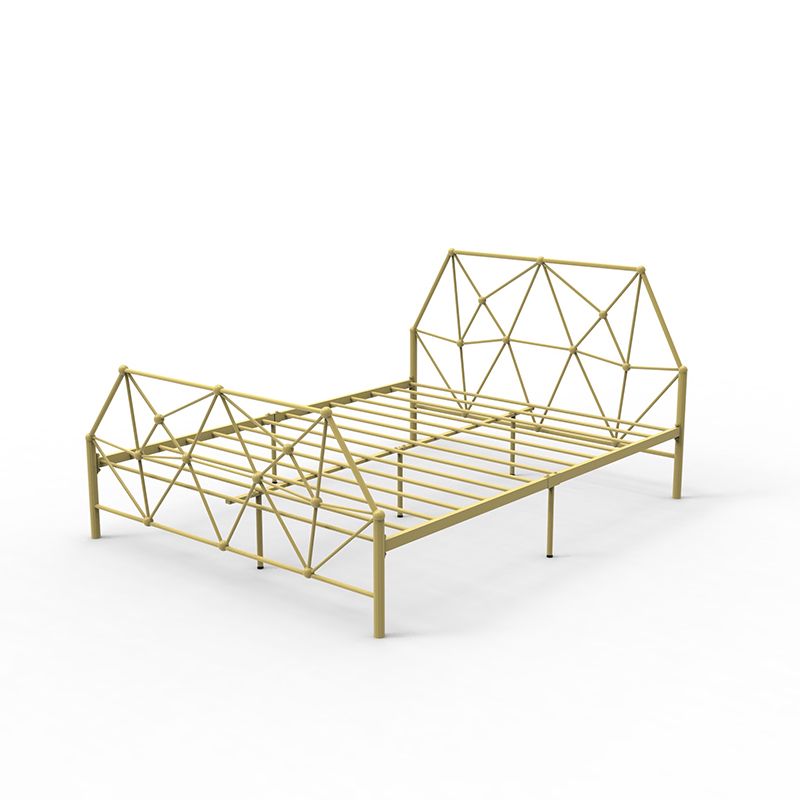 Contemporary Iron Bed Frame 39.76" H Wire-Grid Open-Frame Bed