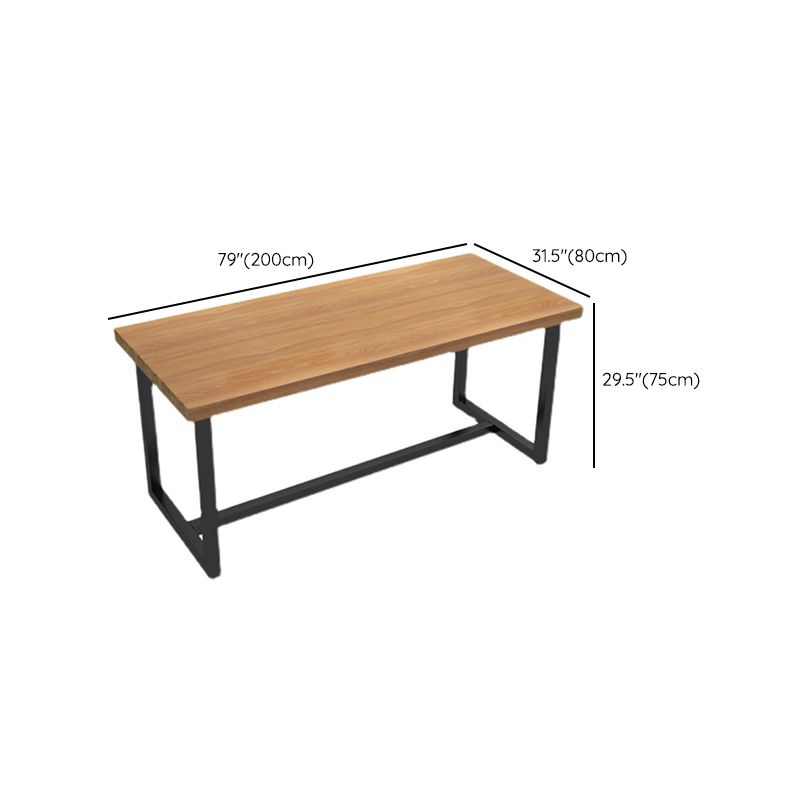 Rectangle Black Base Dining Table Modern Pine Wood Table for Kitchen