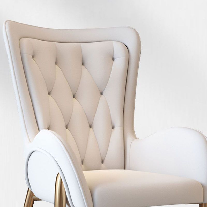 Glam Metal Arm Dining Chair Upholstered Dining Side Chair for Home Use