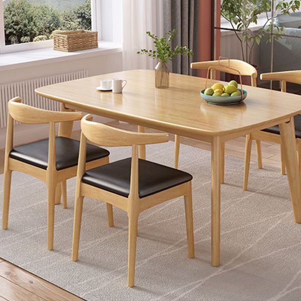 Traditional Dining Table Set 1/2/5/7 Pcs Solid Wood Dining Table and Cow Horn Chairs