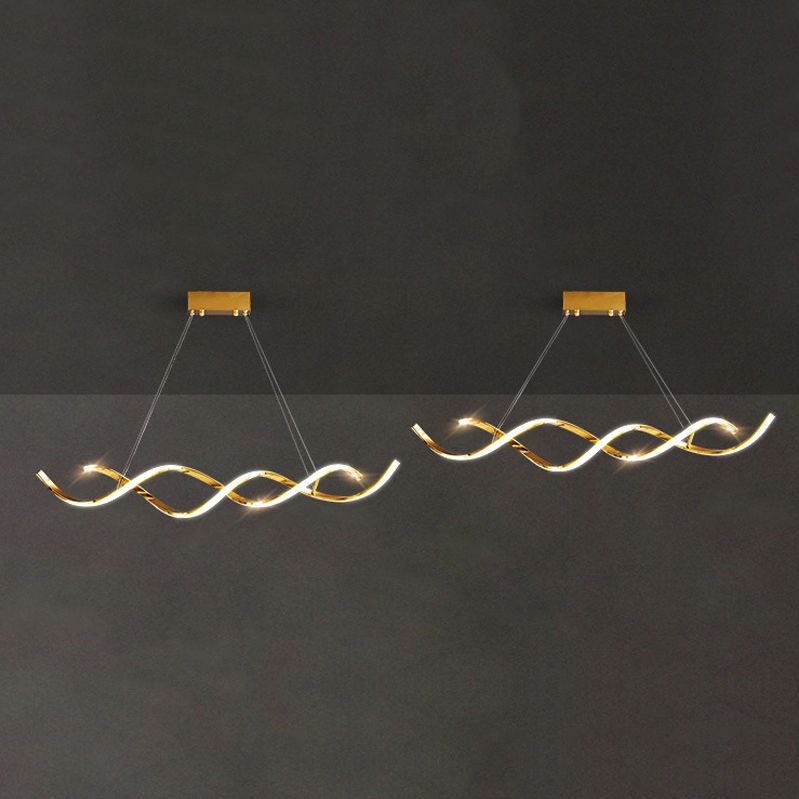 Modern Style Liner Shape Island Pendants 2-Lights Metal Pendant Lights for Living Room