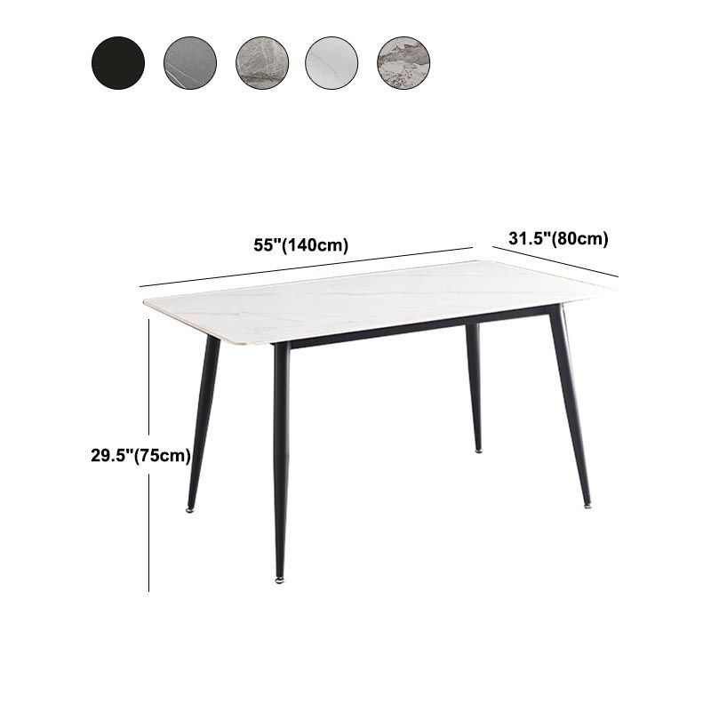 Glam Style Stone Dining Table 4 Black Legs Table Home Rectangle Dining Table