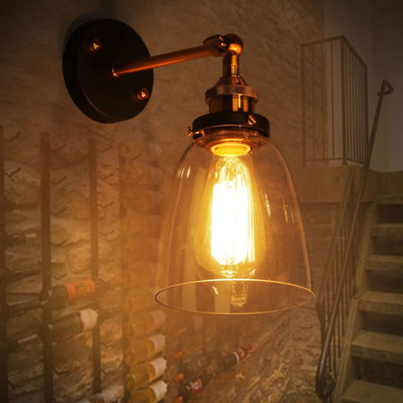 Oval Vanity Wall Light Fixtures Retro Industrial Style Glass Single  Vanity Light