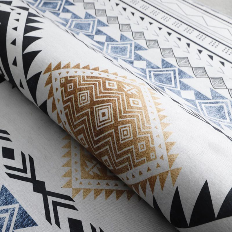 Modern Home Decor Carpet Geometric Contrast Panel Area Rug Polyester Carpet with Non-Slip Backing